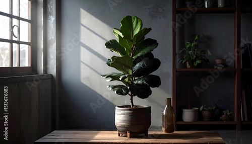 Fiddle leaf fig basks in sunlit room