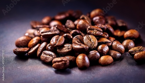 Wallpaper Mural brown roasted coffee beans closeup on dark background Torontodigital.ca