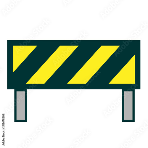 Traffic Safety Barrier with Yellow Diagonal Stripes
