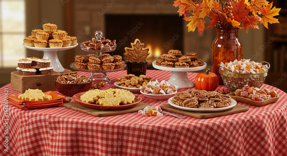 Fototapeta premium Fall Harvest Bounty of Baked Goods for Thanksgiving Holiday