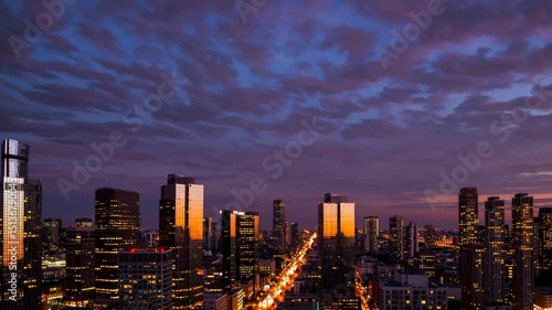 Time laps of city sky sunset