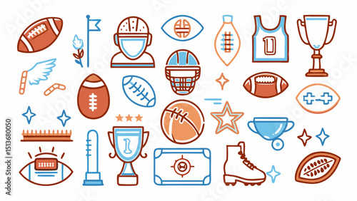 American Football Pattern – Balls, Helmets, Trophies, Jerseys, and Sports Icons