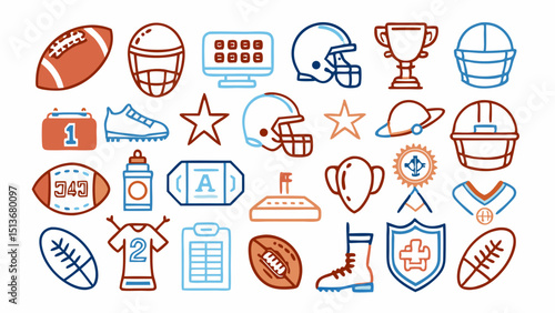 American Football Pattern – Balls, Helmets, Trophies, Jerseys, and Sports Icons
