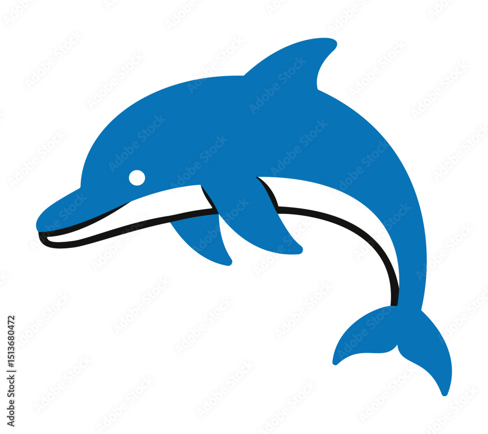 Fototapeta premium A charming blue dolphin leaping gracefully, illustrating marine life, ocean conservation, or playful aquatic themes.