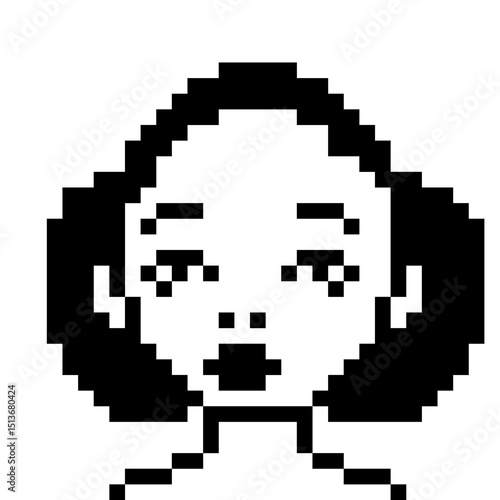 set of pixel girls faces