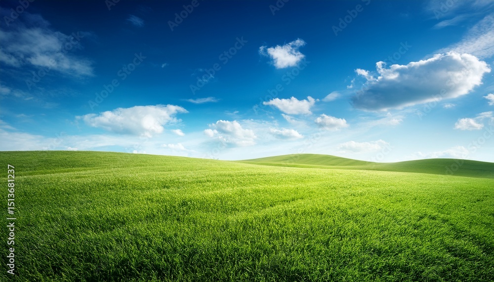 green grass field landscape and blue sky background green grass field landscape and blue sky background
