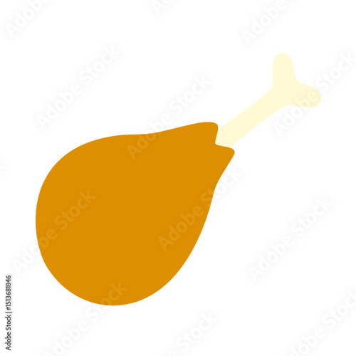 Chicken leg flat icon. Chicken thigh vector illustration.