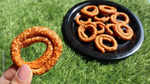 Fotografia Chegodil or Kadboli, a traditional, savory and crunchy snack