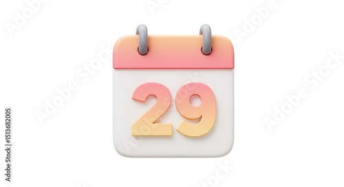 Pastel-Colored 3D Calendar Icon Displaying the 29th