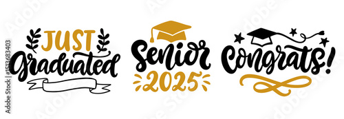 University school academy graduate lettering set