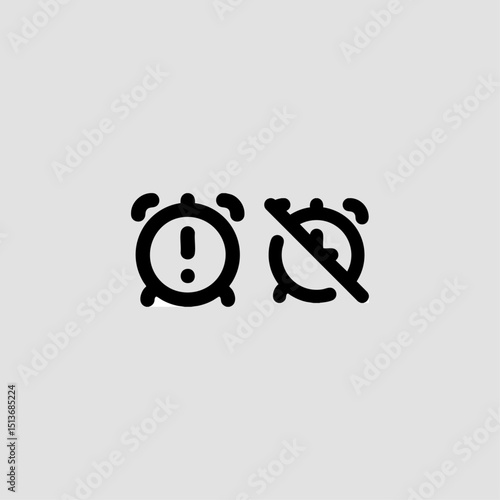 Alarm clock on off icon logo flat vector design