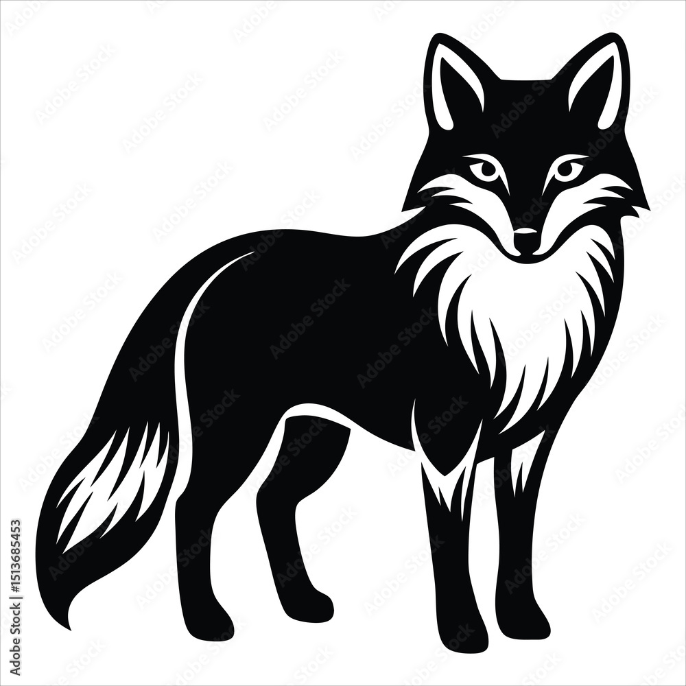 fox silhouette, on white background, isolated, vector, A Fox Silhouette Vector Illustration fox silhouette, on white background, isolated, vector, A Fox Silhouette Vector Illustration