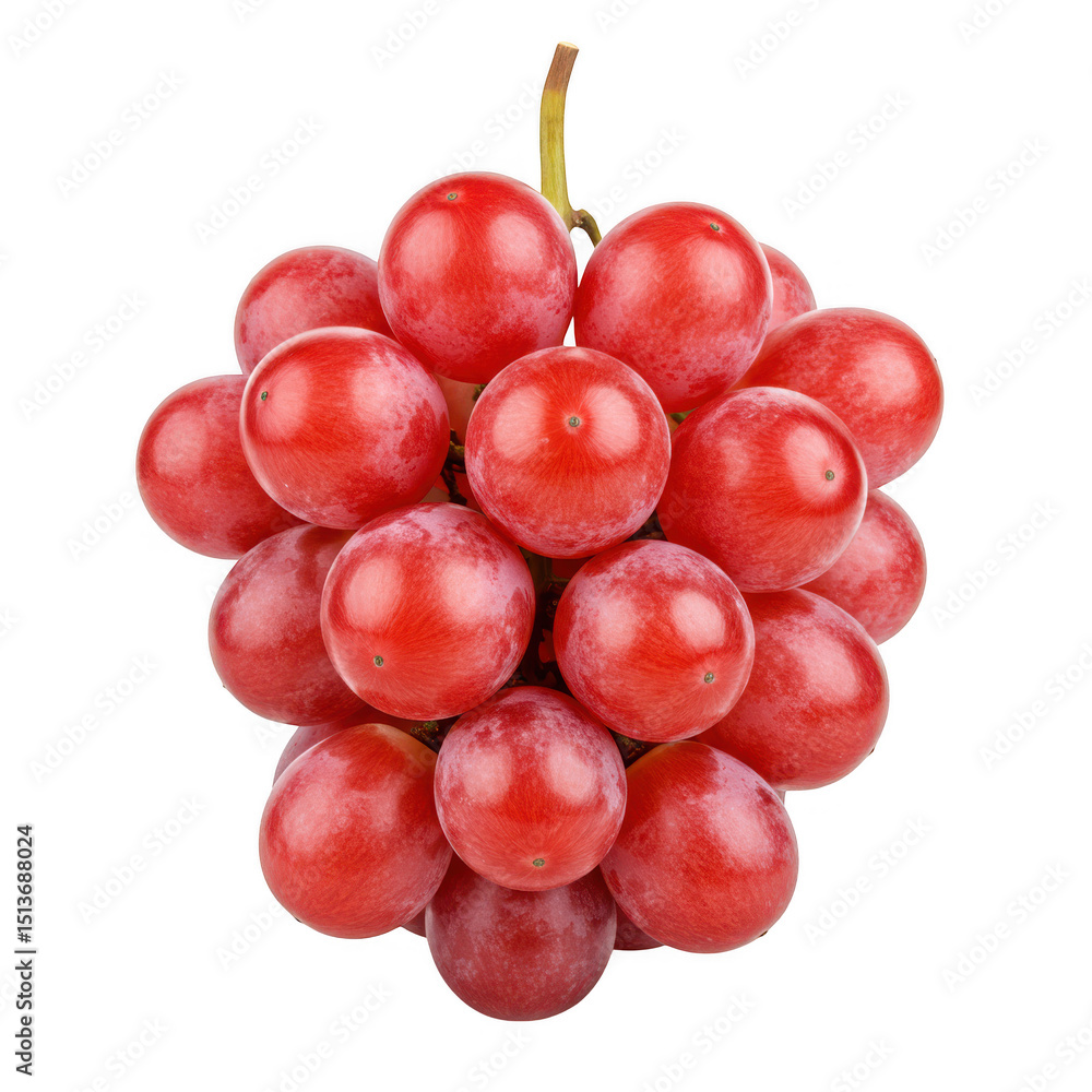 Fototapeta premium Bunch of red grapes, close up, isolated on transparent background