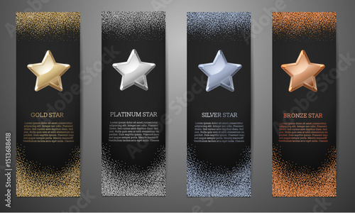 Metallic star  on black banner 