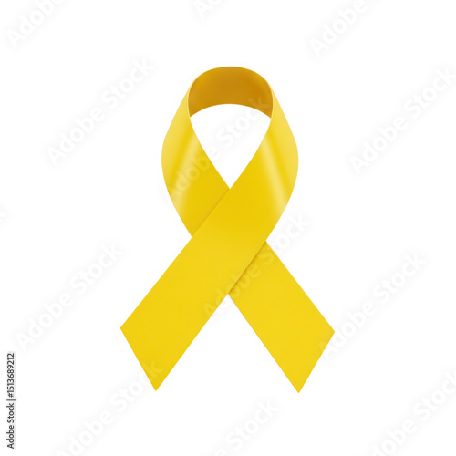 Aids awareness yellow ribbon isolated on transparent background