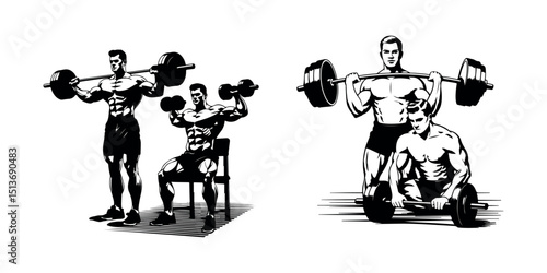  Gym Fitness Workout Silhouette Collection Exercise Poses Vector Illustration for Training and Sports Design