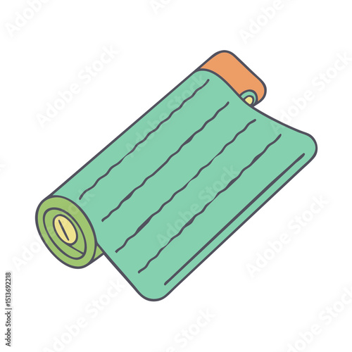Stylized Yoga Mat Unrolled on Black Background, Perfect for Fitness Concepts