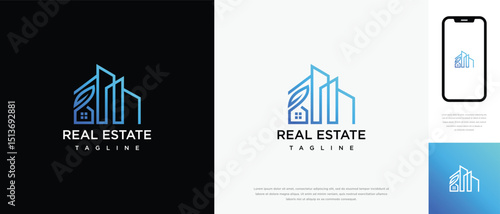 Nature house design logo. Nature house building property icon symbol