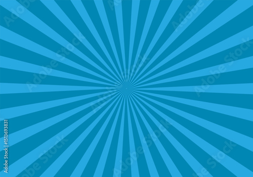 Blue sunburst pattern background. Vibrant blue radial background with intersecting lines creating a dynamic visual effect.Ray star burst backdrop. Vector Illustration