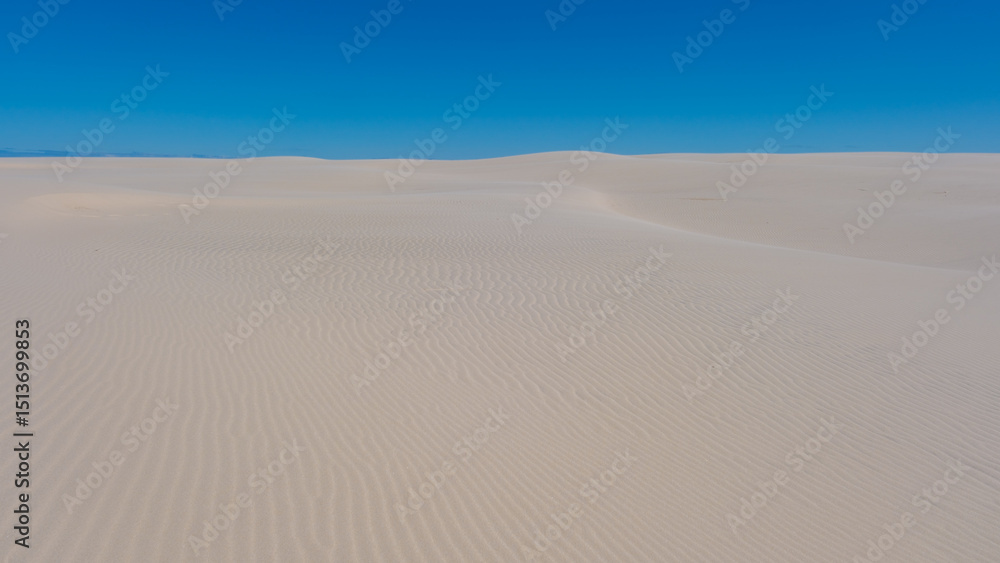 Obraz premium Vast stretches of white sand create a tranquil atmosphere in this coastal region of Denmark. The gentle dunes and endless horizon evoke a sense of peace and natural beauty. Rabjerg Mile dunes