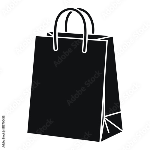 paper takeout bag, A black and white, simple icon of a shopping bag.