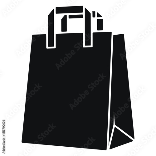 paper takeout bag, A black and white, simple icon of a shopping bag.