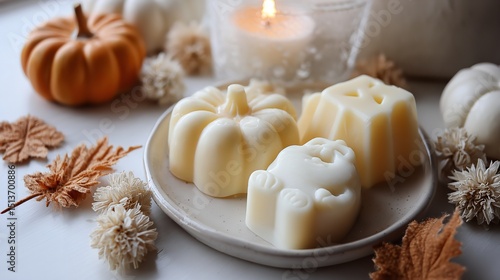 Fototapeta Naklejka Na Ścianę i Meble -  Fall wax melts pumpkin spice autumn scents candle warmers home fragrance seasonal decor aromatherapy gifts