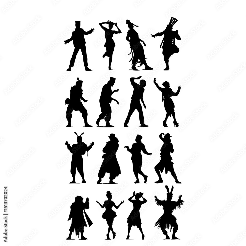 Obraz premium Elegant Family Portraits - Timeless Black Silhouette Art
