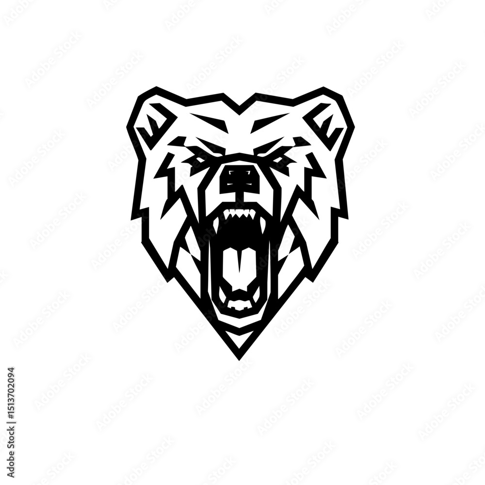 Modern Black Bear Icon - Clean Vector with Open Mouth Modern Black Bear Icon - Clean Vector with Open Mouth