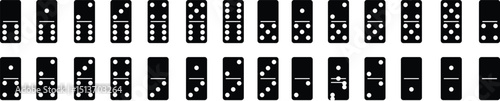 Domino game full piece icons set. Dominoes bones collection. activity symbol sign for web and mobile app flat style