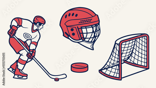Hockey Icons – Players, Sticks, Puck, Helmets, Goals & Gear