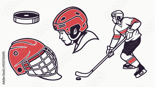 Hockey Icons – Players, Sticks, Puck, Helmets, Goals & Gear