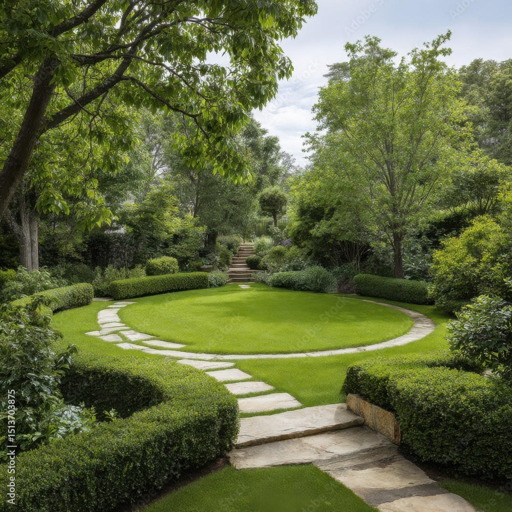 Obraz premium Serene garden path design isolated on white background