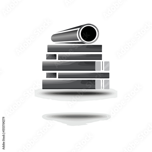 Abstract Metal Supply Chain Icon - Modular Black & White Design