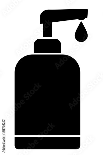 Vector de silueta de sanitizador manual con alcohol en gel. Icono de higiene y limpieza. Ilustración con estilo minimalista.