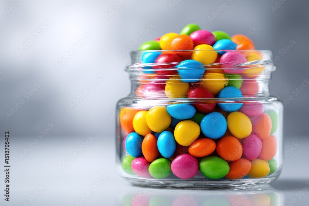 Colorful candies in a clear glass jar. Colorful candies in a clear glass jar.