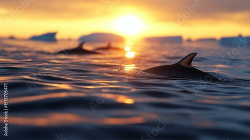 Photograph of a beautiful sunset over the ocean. the sky is orange and yellow, with the sun partially visible in the top right corner.