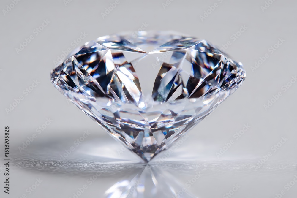 Close-up view of a brilliant cut diamond. Close-up view of a brilliant cut diamond.