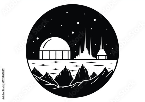 Mars Colony Struggling with Extreme Climate Conditions Silhouette 