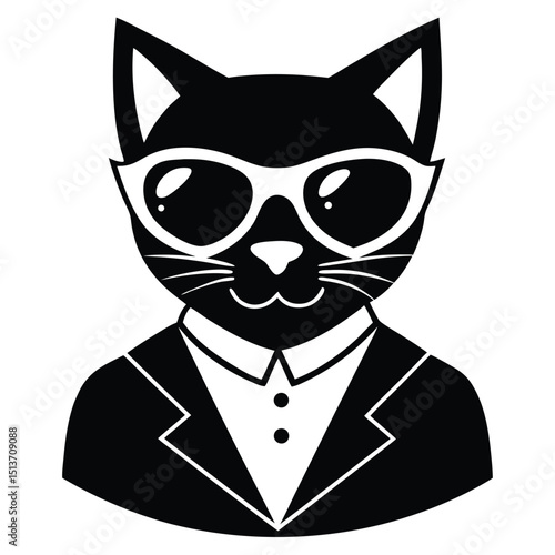 Cat Head with Sunglasses – A stylish cat head wearing oversized sunglasses, looking like a diva or a celebrity.
