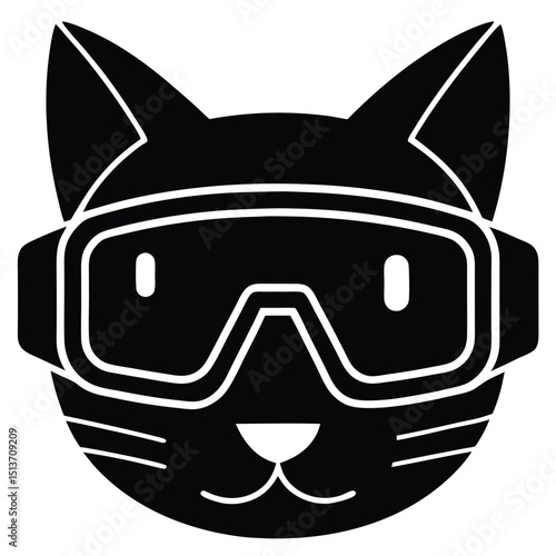 Cat Head with VR Goggles – A techy cat head immersed in a virtual world, wearing sleek VR goggles.
