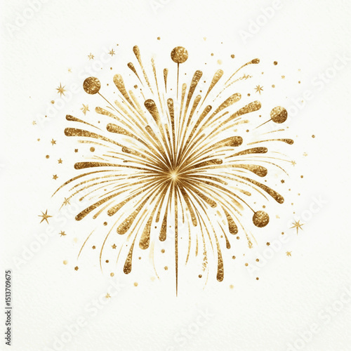 Aureate ignition firework gold isolated watercolor vector illustration svg
