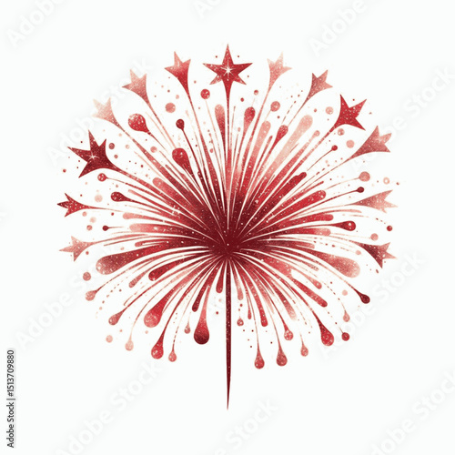 Crimson Burst firework red isolated watercolor vector illustration svg