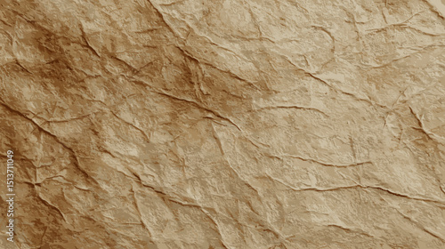 Aged coconut tan texture with crinkled surface in natural light  
