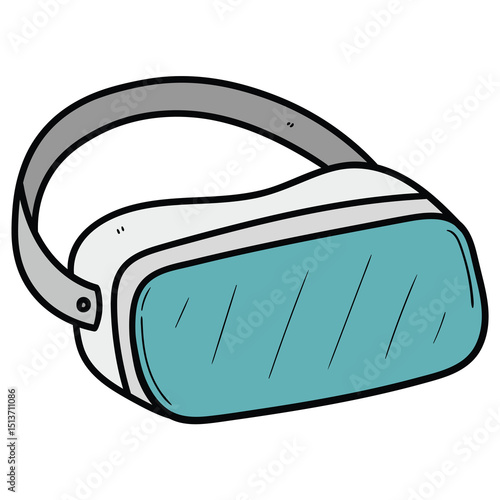 Hand drawn cartoon virtual reality glasses on white background.