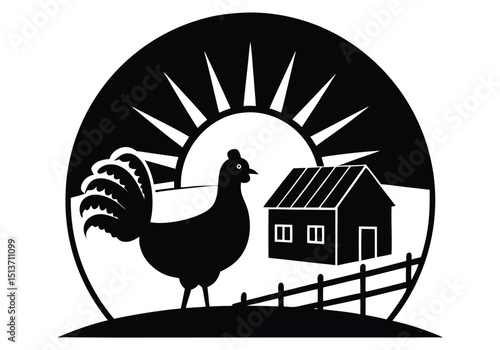 Thanksgiving Turkey Farm Sunset Silhouette