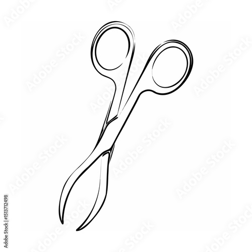 Simple elegant outline illustration of medical surgical forceps for healthcare and clinical use.