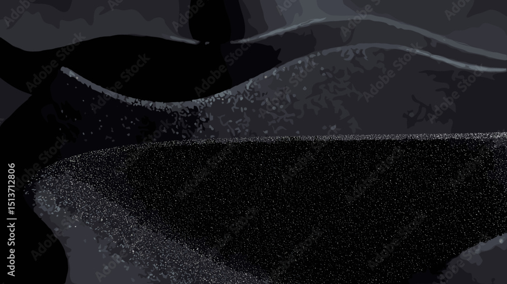 Fototapeta premium Abstract textured background with black foam rubber curves 