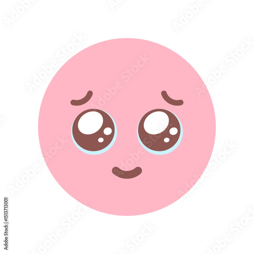 うるうるした涙目で微笑んでいるかわいい顔の絵文字 - お願い･甘える、好き･尊い･嬉しい感情の素材
