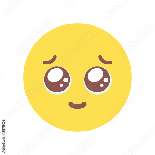 うるうるした涙目で微笑んでいるかわいい顔の絵文字 - お願い･甘える、好き･尊い･嬉しい感情の素材